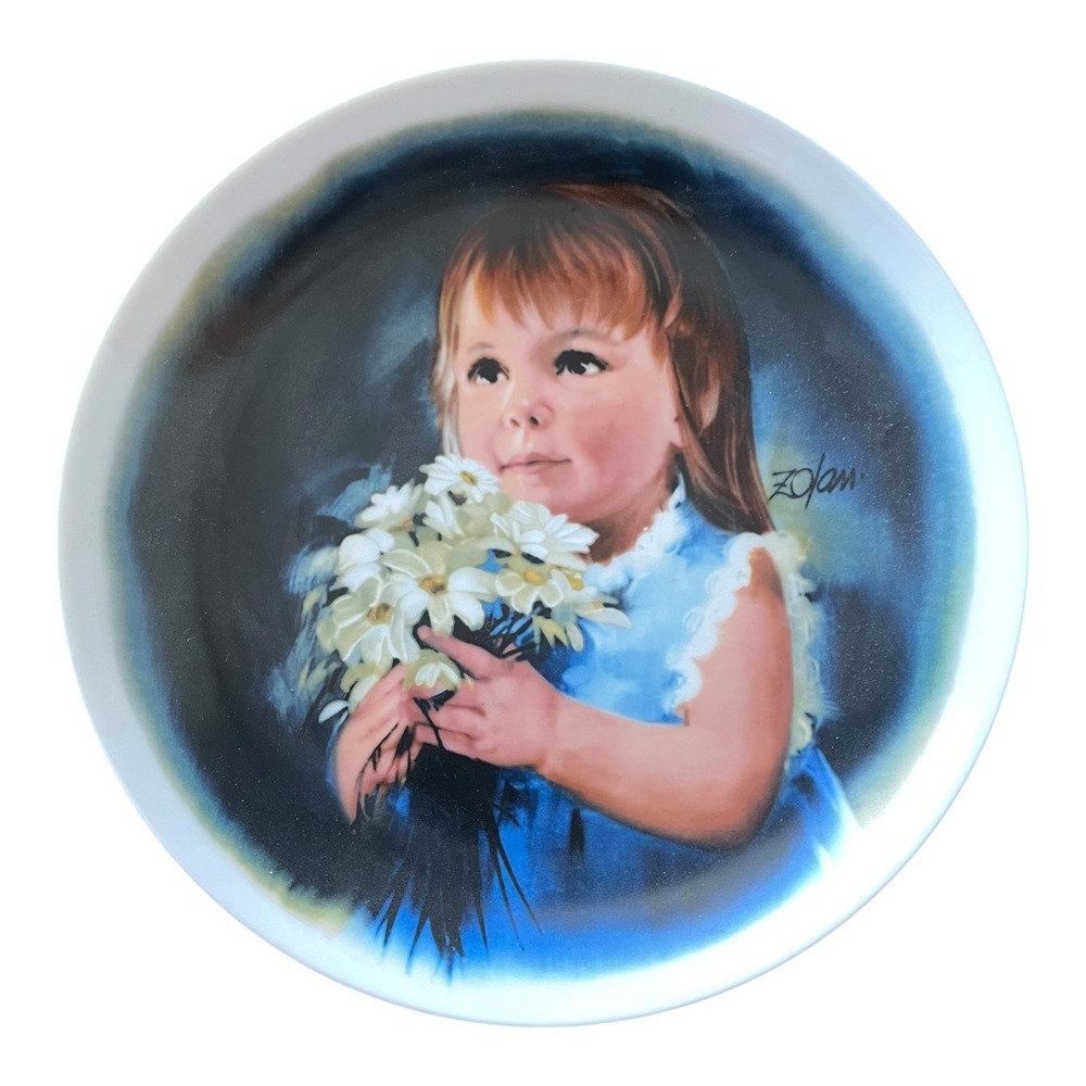 Viletta Zolan "For You" Collector Plate 1981 Limited Edition Girl with Daisies